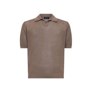 Tagliatore Men Dove Grey Cotton Pointelle Knit Polo Shirt